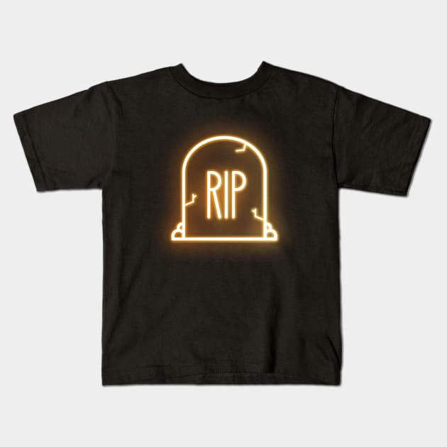 Gravestone in Neon Optics Kids T-Shirt by rueckemashirt